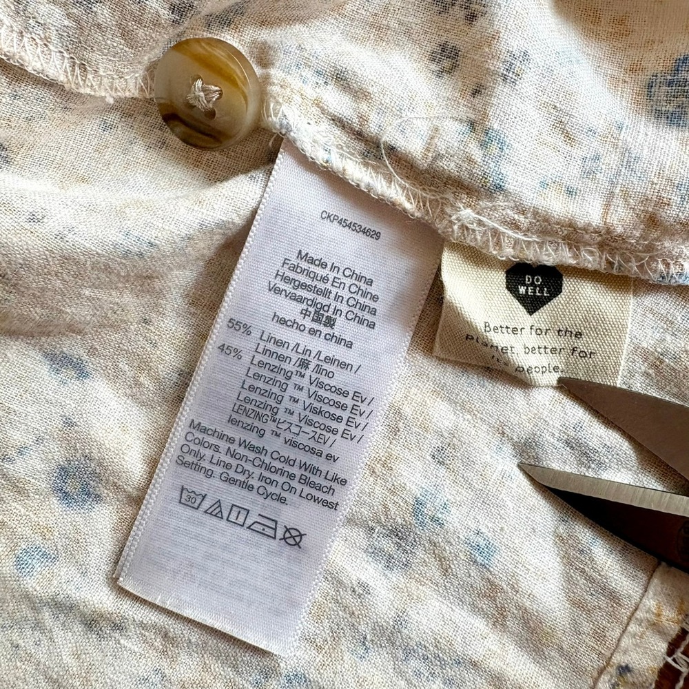 Madewell Linen-Blend Ruffle Strap Button Up Top S Folkmagic Floral Fairy Goblin - Picture 6 of 10